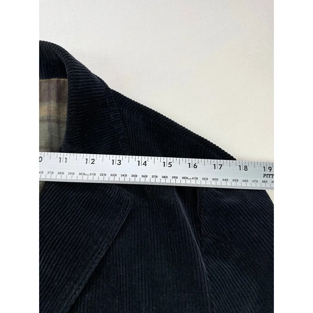 J.Crew Mens Navy Blue Black Corduroy Blazer Elbow Patches Plaid Flannel Lining M